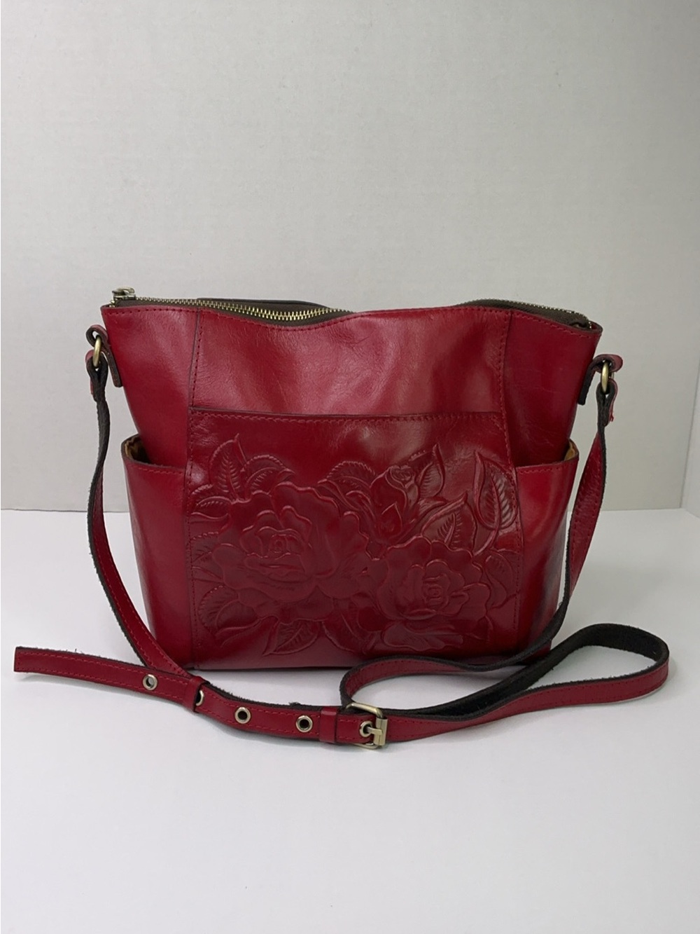 Patricia Nash Red Leather Crossbody Bag
